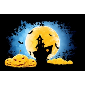 Golden Pumpkin Moon Theme Halloween Party Backdrop Outdoor Background Decorations