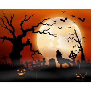 Moon At Dusk Black Theme Halloween Party Backdrop Decorations Background