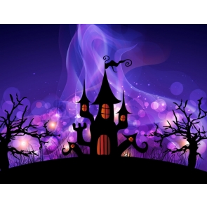 Purple Night Sky Castle Decorations Outdoor Background Halloween Backdrop