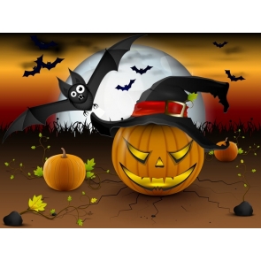 Pumpkin Bat Theme Background Halloween Party Backdrop