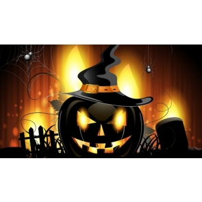 Black Pumpkin Flame Halloween Background Party Backdrop Decorations