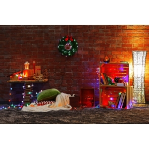 Red Brick Wall Fleece Carpet Indoor Night Chirstmas Party Backdrops for Photography