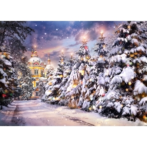 Luxury Christmas Tree Forest Castle Christmas Backdrops For Stage Background