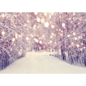 Personalized Snow Covered Forest White Christmas Backdrop For Stage Background