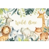 Gold Wild One Safari Baby 1st Happy Birthday Backdrop Photography Background