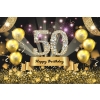 Happy 50th Birthday Party Gold Balloons Sequins Drop Studios Backdrops