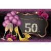 Purple Balloons Gold High-heeled Shoes Flowers Happy 50th Birthday Party Photography Photo Backdrops for Women
