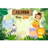 Cute Cartoon Wild Safari Jasper Turns One Children Boy 1st Happy Birthday Party Backdrop 