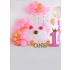 Baby Girl One Year Old 1st Happy Birthday Party Backdrop With Balloon Photography Background Prop