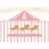 Pink Carousel Trojan Girl Baby Shower Happy 1st Birthday Party Backdrop Photography Background