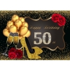 Golden Balloon On Black Background 50th Birthday Party Backdrop