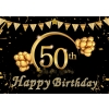 Golden Balloon Banner Background Happy 50th Birthday Party Backdrop