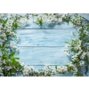 Creative Baby Shower Blue Wood Backdrop With Flowers Studio Photography Background