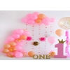 Simple Balloon Theme Wall Background Baby Girl  First 1st Happy Birthday Backdrop Cake Smash Decoration Prop